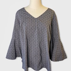 JANE AND DELANCEY Check Bell Sleeves Blouse